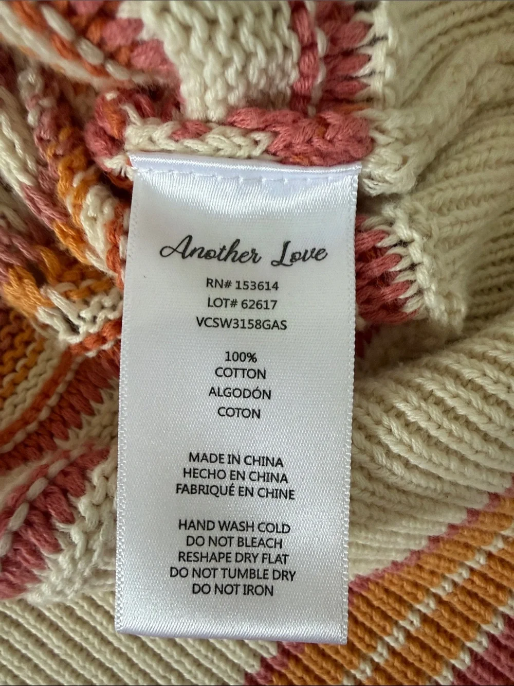 Another Love Cream Crochet Top with Pink and Orange Trim - Picture 3 of 4